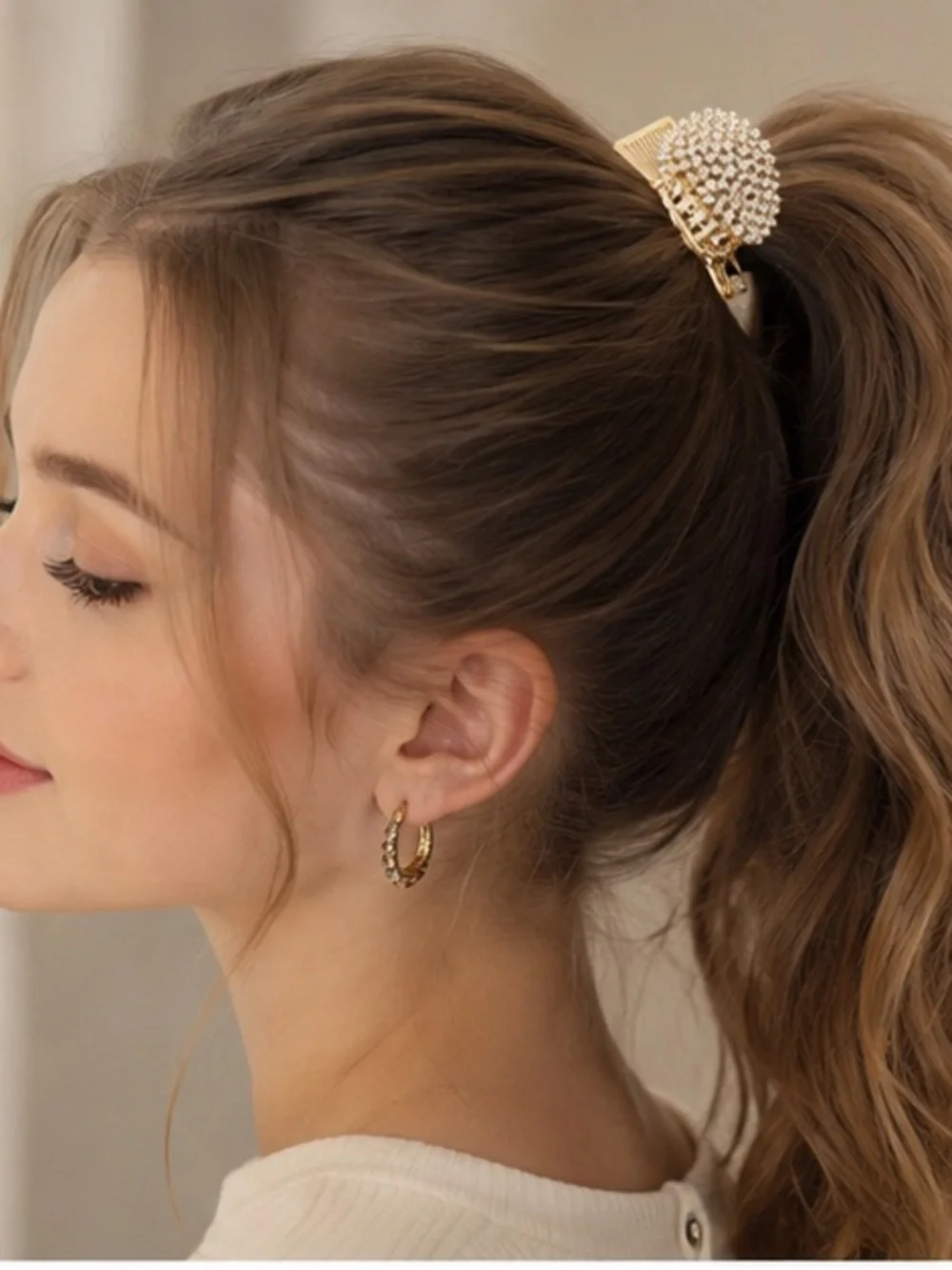 Gold Crystal Hair Claw Clip